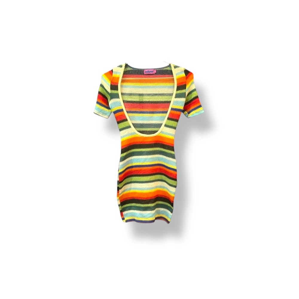 🚨𝐂𝐋𝐄𝐀𝐑𝐎𝐔𝐓 𝐒𝐀𝐋𝐄🚨𝐄𝐃𝐈𝐊𝐓𝐄𝐃 Multicolor Knit Mini Dress/Beach Cover